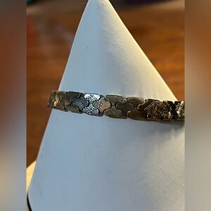 Italy 925 Sterling Silver Link Bracelet 7in 18.6g Textured Two-Tone